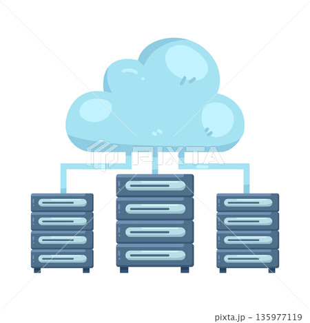 Illustration of cloud computing network Illustration of cloud computing network 135977119