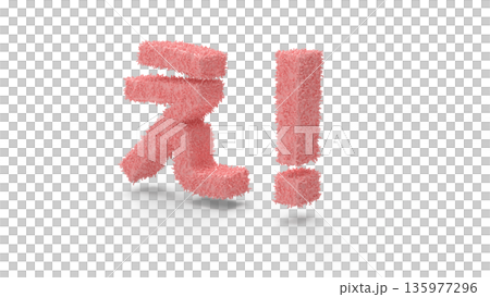 とっさの驚きや衝撃を伝えるアイキャッチ文字CG　毛が生えている感じの衝撃 135977296