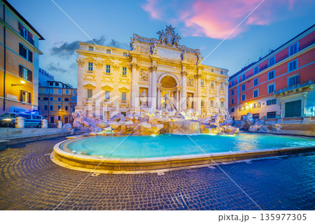 View of the iconic trevi fountain in rome, italy 135977305
