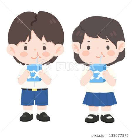 Children Drinking Milk Cartons Children Drinking Milk Cartons 135977375