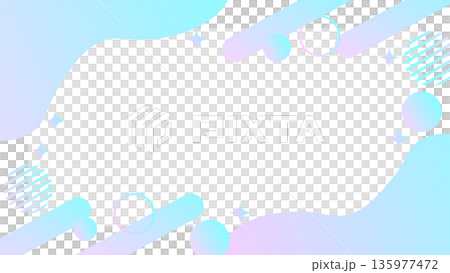 Light blue x pink dreamy gradation Memphis style frame background 135977472