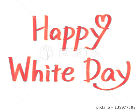 Happy White Day　ハッピーホワイトデー手書き文字　サーモンピンク 135977598