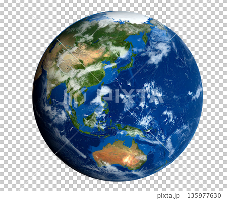 地球全景圖（透明背景/Kirinuki） 135977630