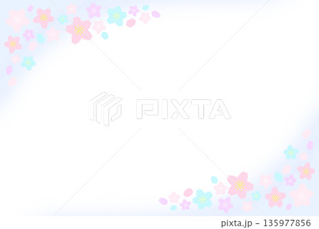 桜のポストカード青 135977856