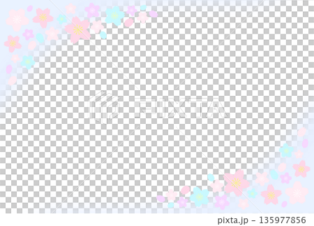 桜のポストカード青 135977856