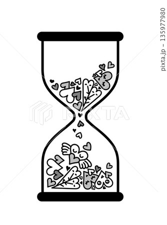 ハートで出来た砂時計 135977980