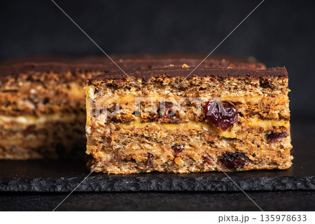 Piece of chocolate cake Piece of chocolate cake 135978633