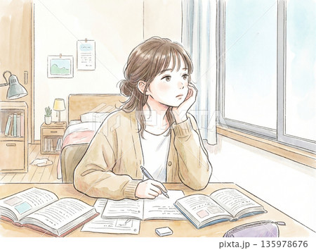 退屈そうな女の子 135978676