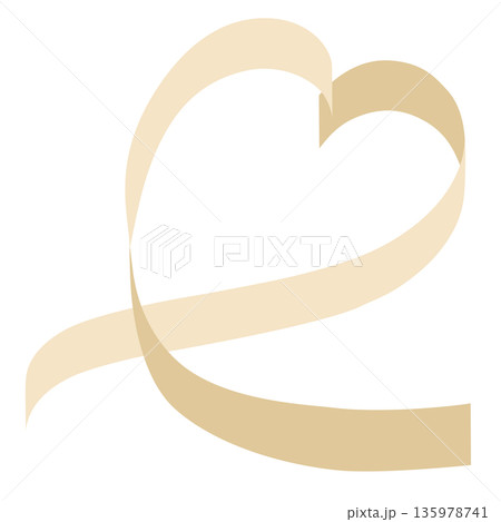 リボンのフレーム ハート 薄茶色ベージュ ベクター リボンのフレーム ハート 薄茶色ベージュ ベクター 135978741