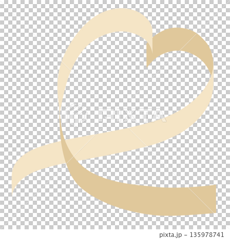 リボンのフレーム ハート 薄茶色ベージュ ベクター リボンのフレーム ハート 薄茶色ベージュ ベクター 135978741