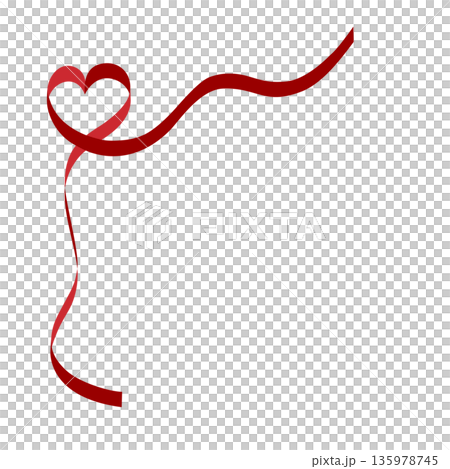 リボンのフレーム　ハート　赤色　ベクター 135978745