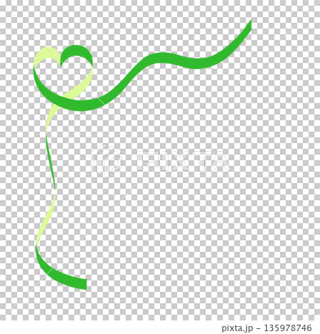 リボンのフレーム　ハート　緑色　ベクター 135978746