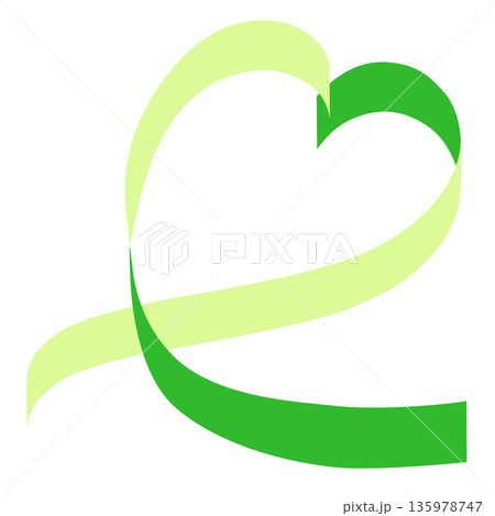 リボンのフレーム　ハート　緑色　ベクター 135978747