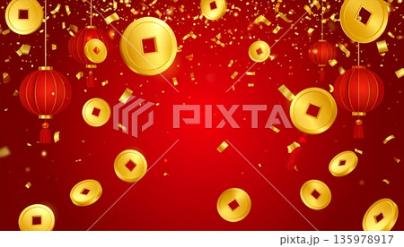 Abstract illustration of a red Chinese-style lantern. Abstract illustration of a red Chinese-style lantern. 135978917
