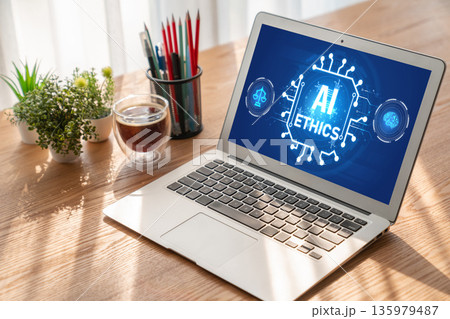 AI ethics responsibility standard law and rules on computer screen brisk AI ethics responsibility standard law and rules on computer screen brisk 135979487
