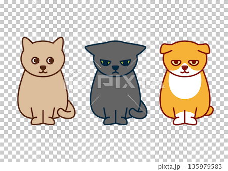 3匹の猫のイラストセット 135979583