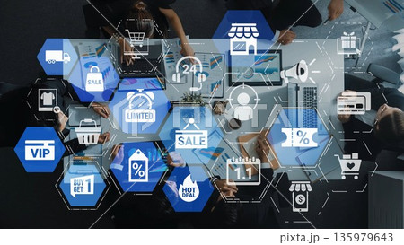 Sale and promotion icons for marketing and e-commerce business Funnel 135979643