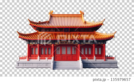 red chinese shrine roof frame isolated on white red chinese shrine roof frame isolated on white 135979657