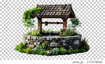 An ancient well made of stone. 135979666