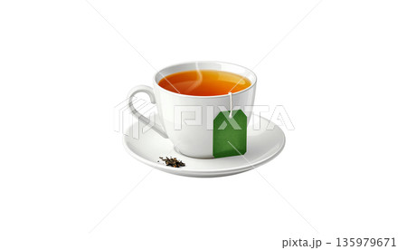 An image of a teacup on a white background. 135979671