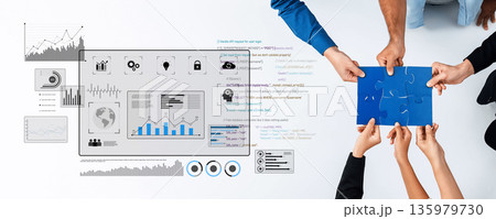 Collaboration and Innovation in Modern Business Analytics with Diverse Hands Working on Data-Driven Strategies and Visualizations for Success Trope 135979730