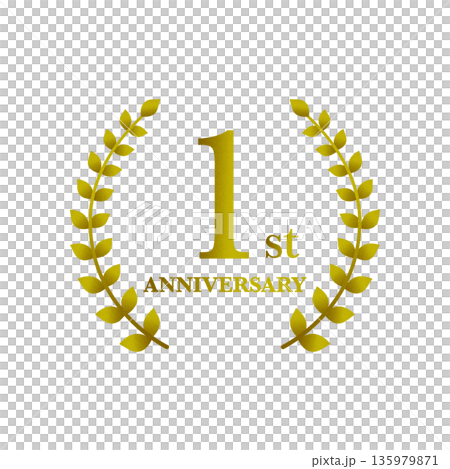 金色漸層月桂花環週年紀念標誌 1週年 135979871