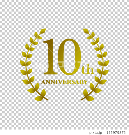 金色漸層月桂花環週年紀念標誌 10週年 135979873