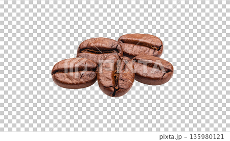 Dry-roasted espresso coffee beans and their fragrant caffeine powder are placed separately on a white background. Dry-roasted espresso coffee beans and their fragrant caffeine powder are placed separately on a white background. 135980121