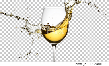 Red wine splashed into the glass placed on the white floor. Red wine splashed into the glass placed on the white floor. 135980162