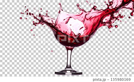 red wine splash in glass 135980169
