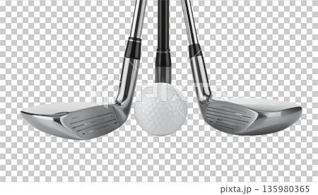 A set of golf clubs and balls, along with a driver and tee, placed on the green grass. A set of golf clubs and balls, along with a driver and tee, placed on the green grass. 135980365