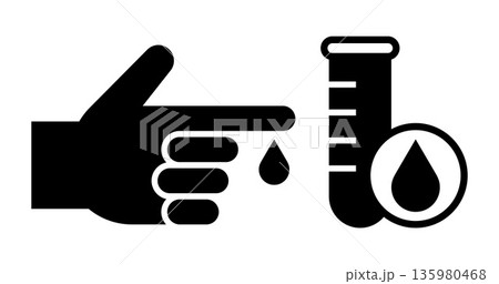 Blood test and collections tube icon. Medical blood test symbol. Laboratory science graphics. Diagnostic medicine illustration. 135980468