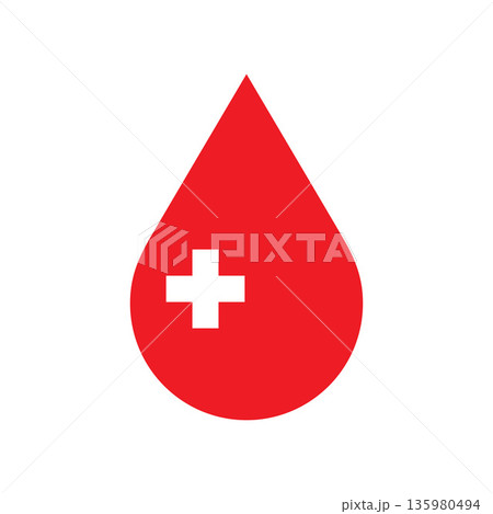 Blood donation icon. Blood drop - medical symbol Blood donation icon. Blood drop - medical symbol 135980494