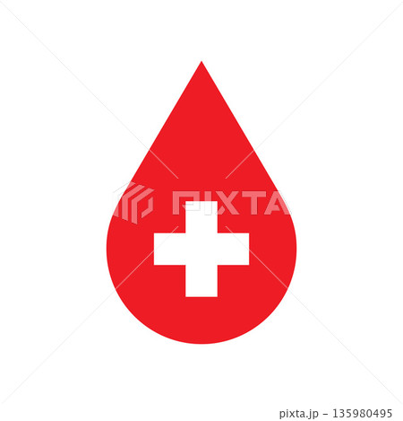 Blood donation icon. Blood drop - medical symbol 135980495