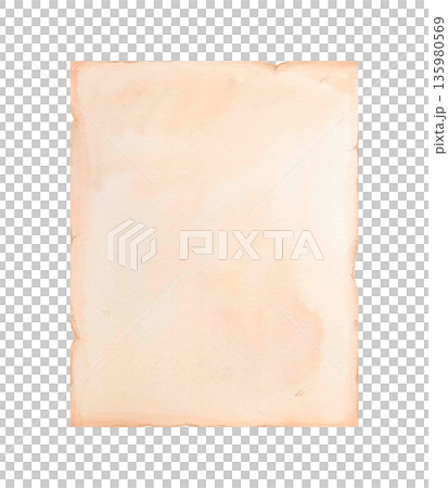 Watercolor vintage paper sheet background with handmade texture isolated on white. Perfect for invitations, stationery, cards.  135980569