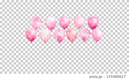 Pink helium balloons on a white background Pink helium balloons on a white background 135980627