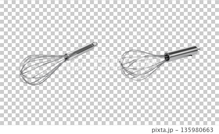 A professional stainless steel wire whisk kitchen utensil isolated on a white background for cooking and mixing food A professional stainless steel wire whisk kitchen utensil isolated on a white background for cooking and mixing food 135980663