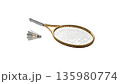 Badminton rackets and shuttlecocks, sports equipment on a white background. 135980774