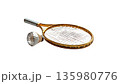 Badminton rackets and shuttlecocks, sports equipment on a white background. 135980776