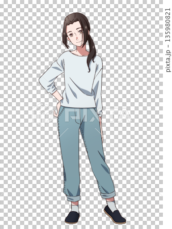 Casually dressed middle-aged woman Casually dressed middle-aged woman 135980821
