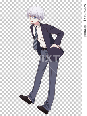 穿著校服西裝外套的可愛男孩 135980829