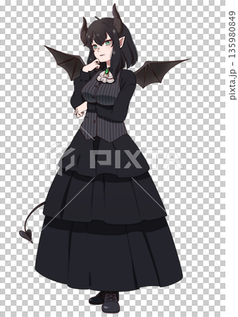 A girl with devil wings, tail and horns 135980849