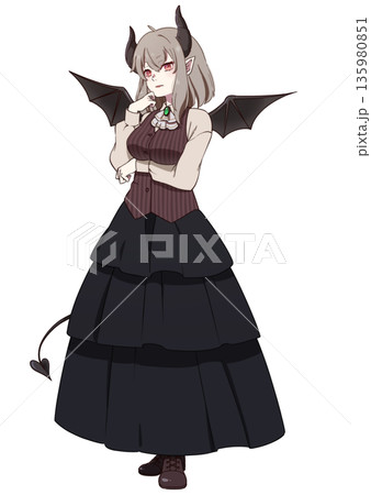 悪魔の翼と尻尾と角を持った女の子 135980851