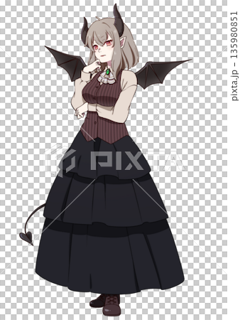 悪魔の翼と尻尾と角を持った女の子 135980851