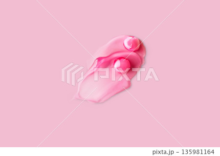 Swatch of pink popular Niacinamide Capsule Cream isolated on pink background photo Swatch of pink popular Niacinamide Capsule Cream isolated on pink background photo 135981164