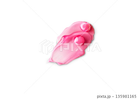 Swatch of pink popular Niacinamide Capsule Cream isolated on white background photo Swatch of pink popular Niacinamide Capsule Cream isolated on white background photo 135981165
