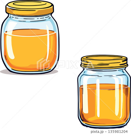 Vsai two glass jars containing delicious golden honey Vsai two glass jars containing delicious golden honey 135981204