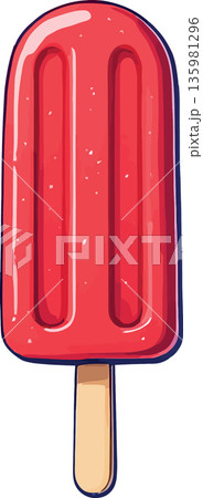 Vsai refreshing red popsicle melting on summer day 135981296
