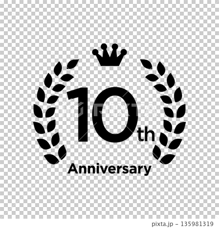 月桂花環和皇冠週年紀念標誌單色10週年 135981319