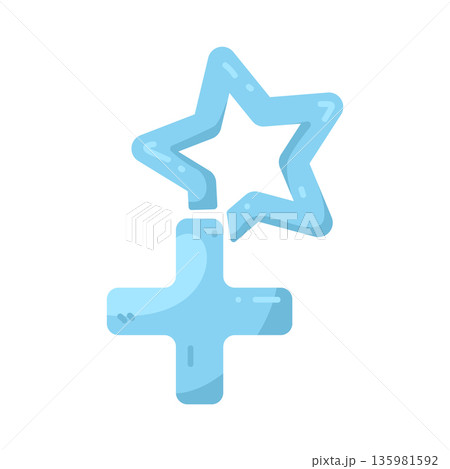 Illustration of star with plus Illustration of star with plus 135981592